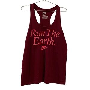 Nike Run The Earth Burgundy & Pink Slim Fit Graphic Tank Top